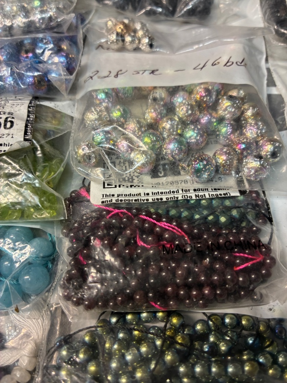 Mixed 1# Assorted Natural unique Bead Lot in Blue, Green, Black, Copper, Pink - Picture 7 of 16